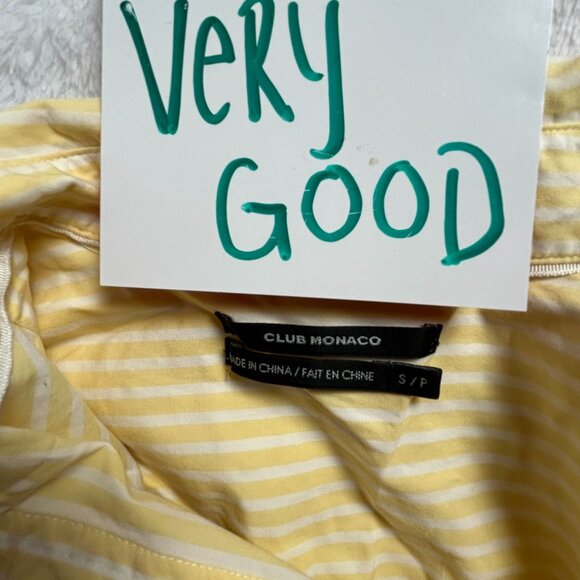 Club Monaco Womens Yellow White Striped Button-Down Shirt Size Small 3/4 Sleeve - Picture 3 of 8